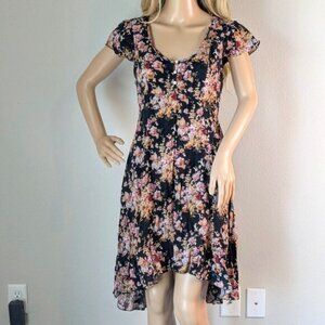Denim and Supply Ralph Lauren Dress Size 6 Floral Flutter Sleeve Hi-Low hem